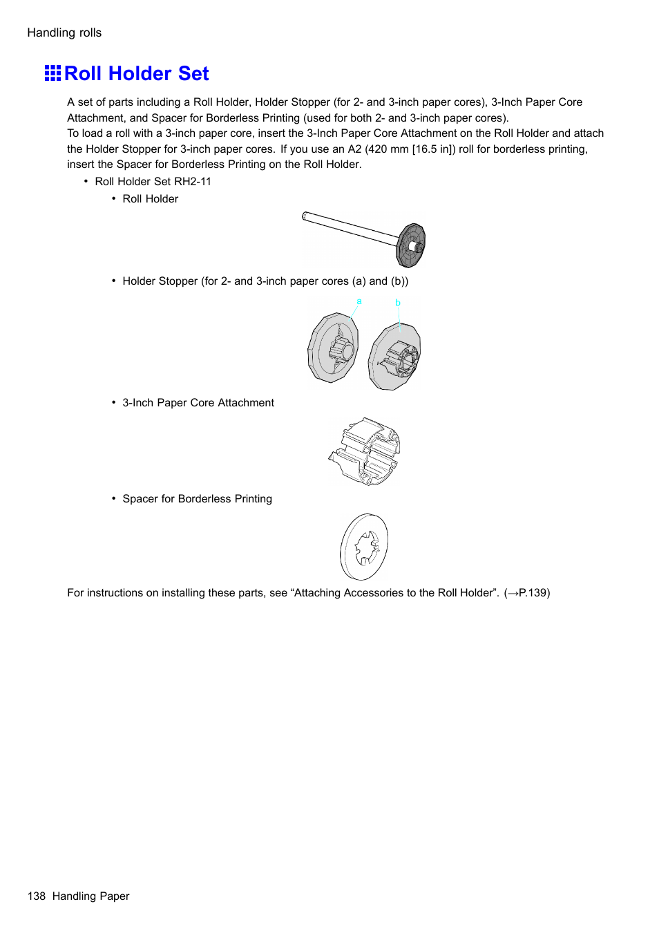 Roll holder set | Canon imagePROGRAF iPF510 User Manual | Page 152 / 724