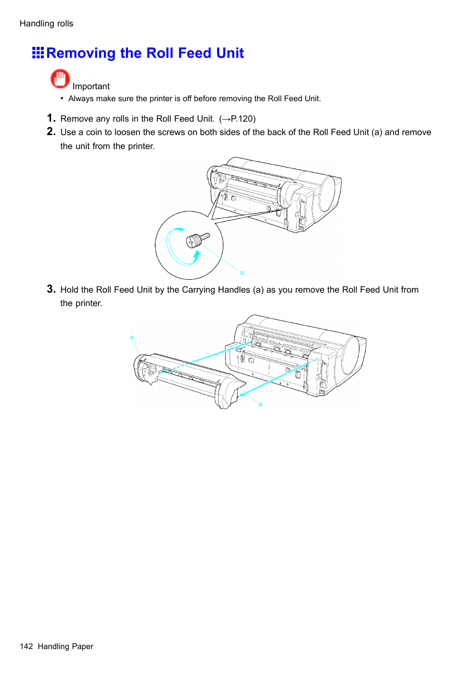 Removing the roll feed unit | Canon imagePROGRAF iPF510 User Manual | Page 156 / 724