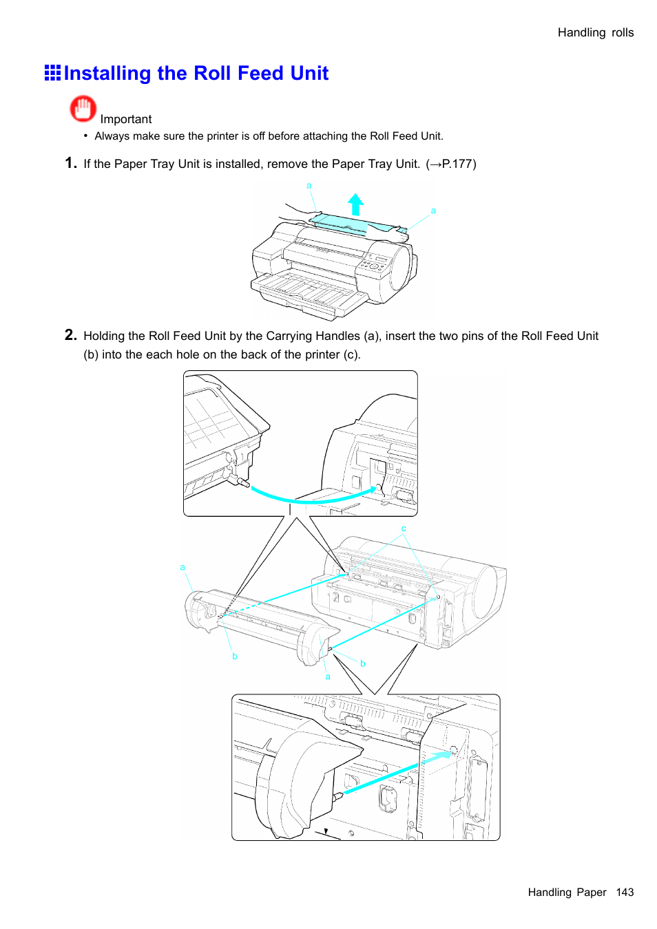 Installing the roll feed unit | Canon imagePROGRAF iPF510 User Manual | Page 157 / 724