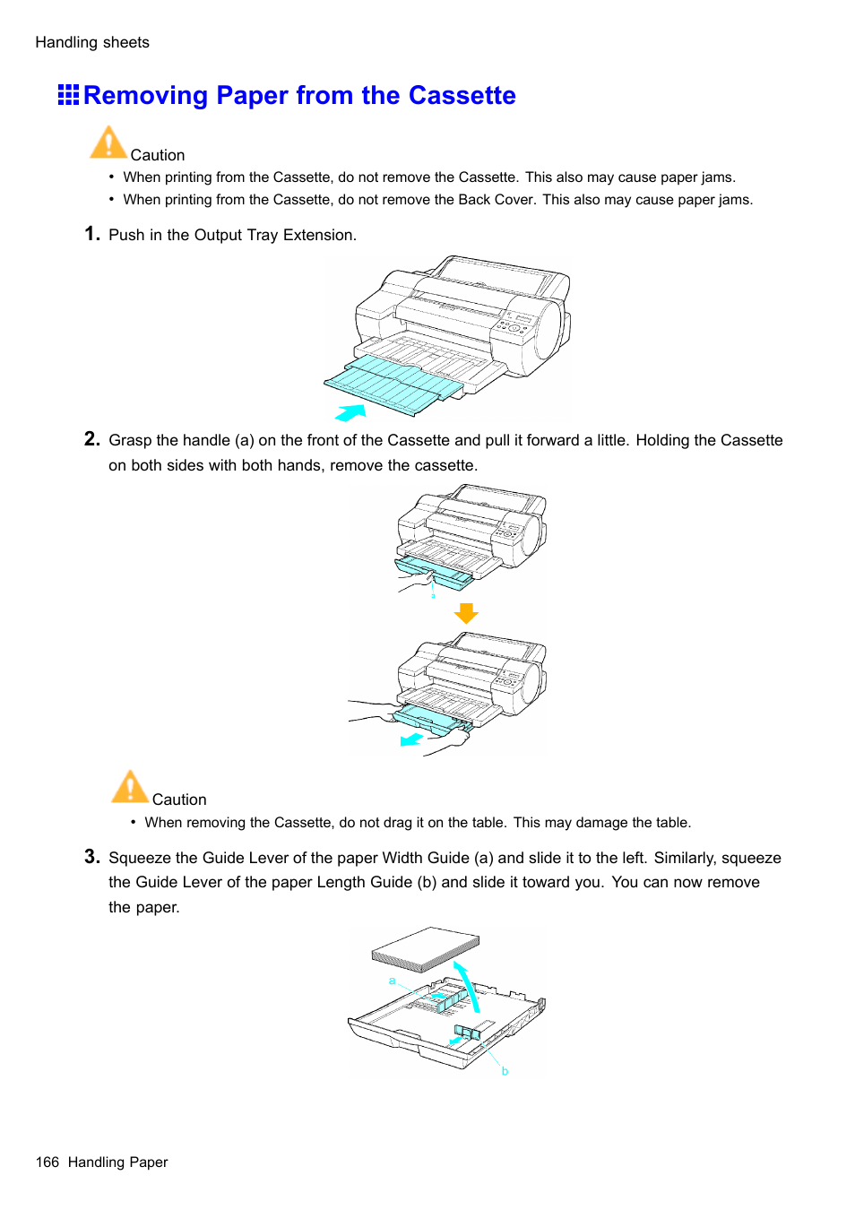 Removing paper from the cassette | Canon imagePROGRAF iPF510 User Manual | Page 180 / 724
