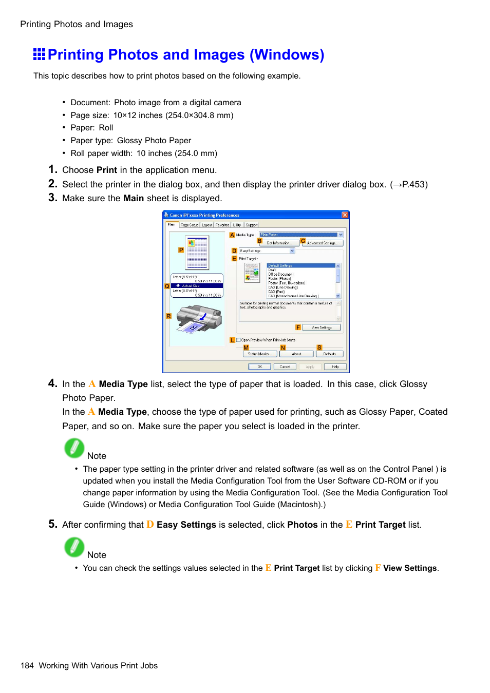Printing photos and images (windows) | Canon imagePROGRAF iPF510 User Manual | Page 198 / 724