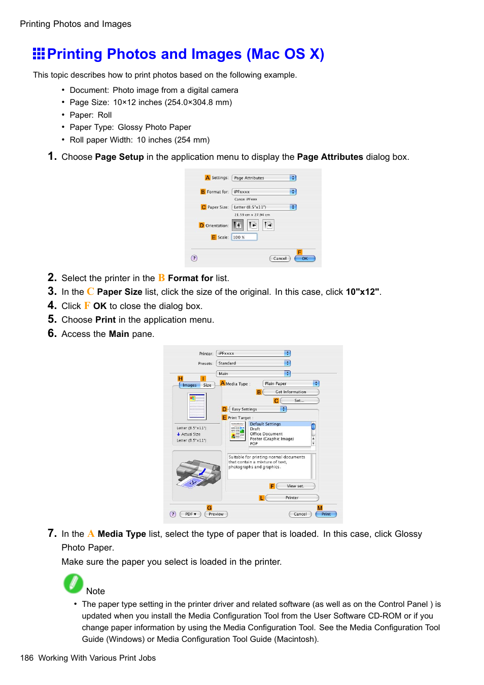 Printing photos and images (mac os x) | Canon imagePROGRAF iPF510 User Manual | Page 200 / 724