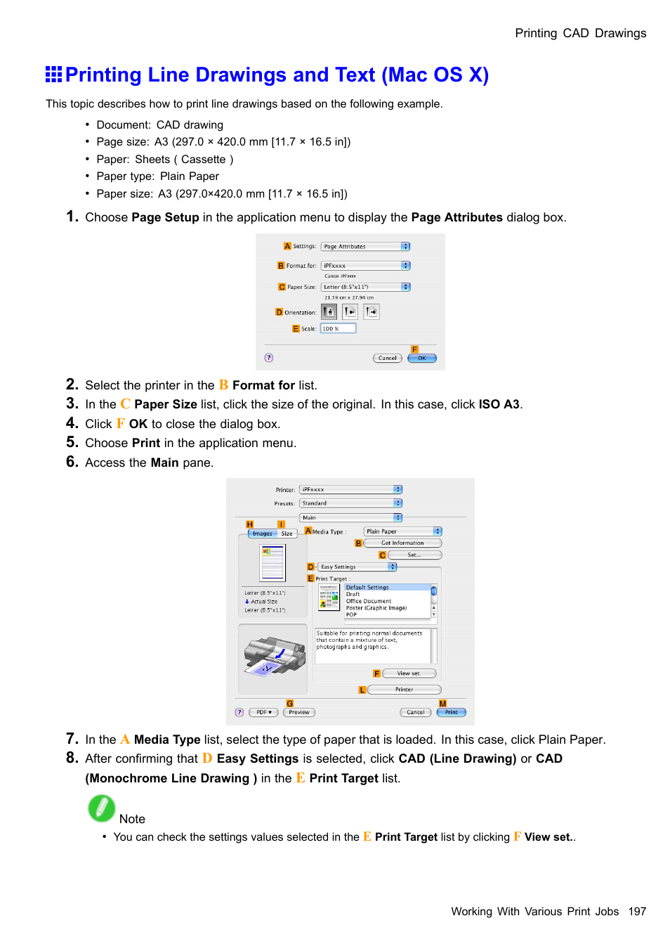 Printing line drawings and text (mac os x) | Canon imagePROGRAF iPF510 User Manual | Page 211 / 724