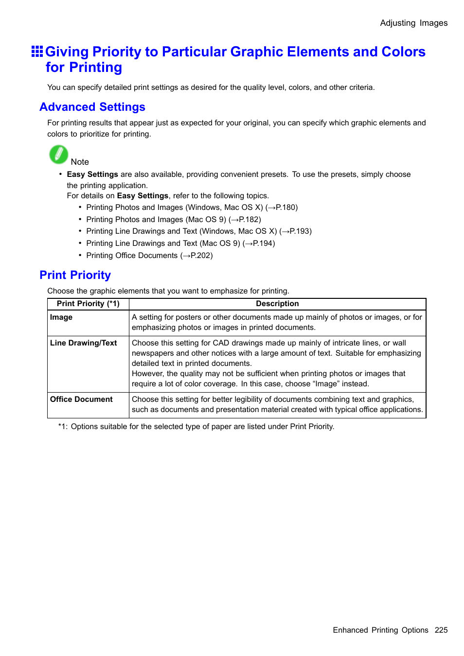 Advanced settings, Print priority | Canon imagePROGRAF iPF510 User Manual | Page 239 / 724