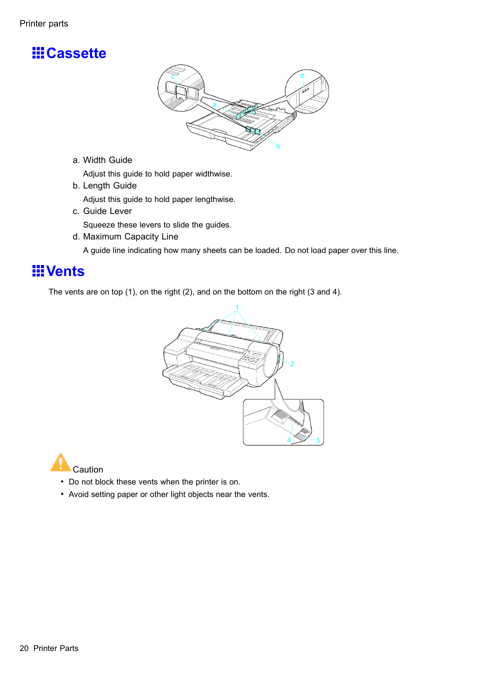 Cassette, Vents | Canon imagePROGRAF iPF510 User Manual | Page 34 / 724
