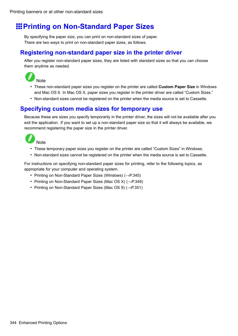 Printing on non-standard paper sizes, Specifying custom media sizes for temporary use | Canon imagePROGRAF iPF510 User Manual | Page 358 / 724
