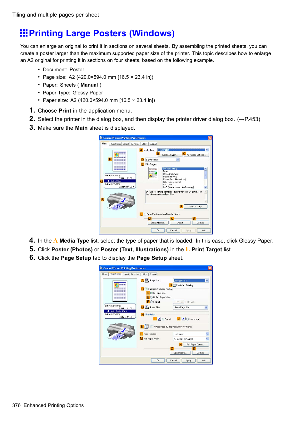 Printing large posters (windows) | Canon imagePROGRAF iPF510 User Manual | Page 390 / 724