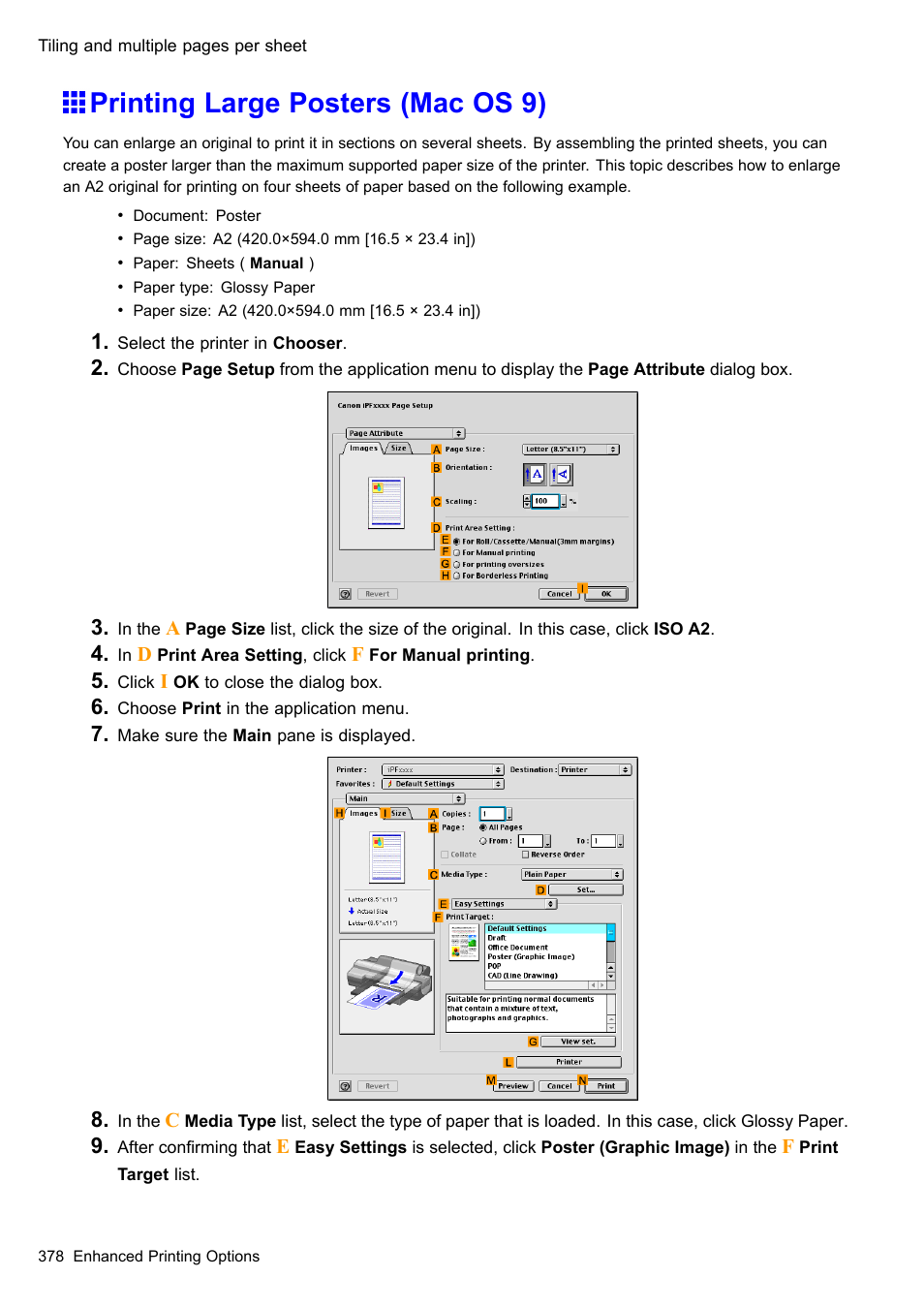 Printing large posters (mac os 9) | Canon imagePROGRAF iPF510 User Manual | Page 392 / 724