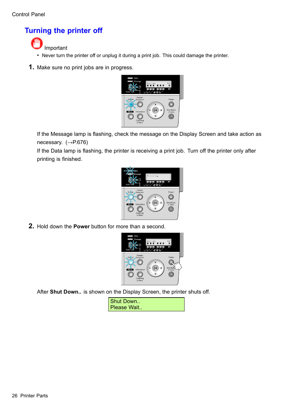 Turning the printer off | Canon imagePROGRAF iPF510 User Manual | Page 40 / 724