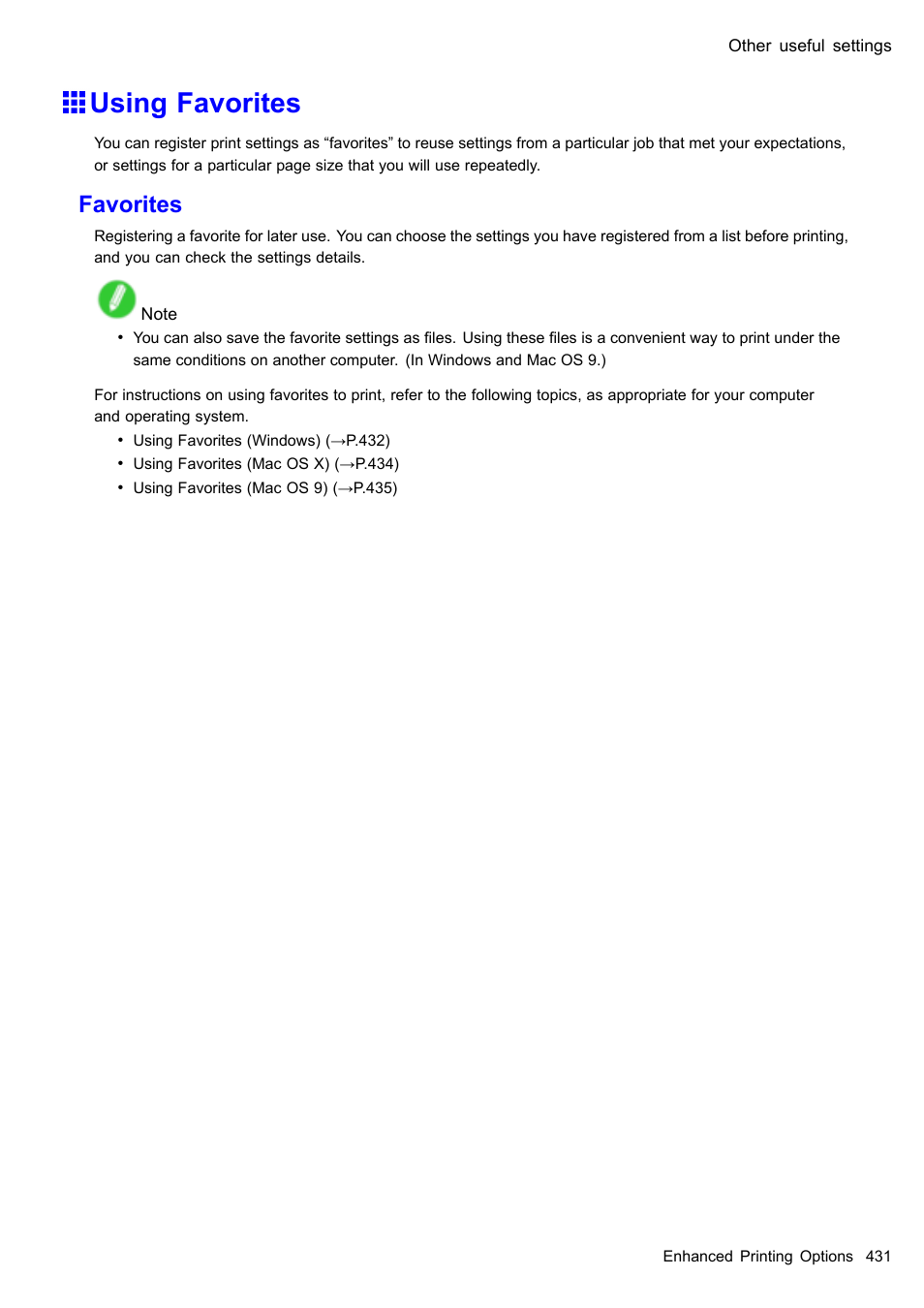 Using favorites, Favorites | Canon imagePROGRAF iPF510 User Manual | Page 445 / 724