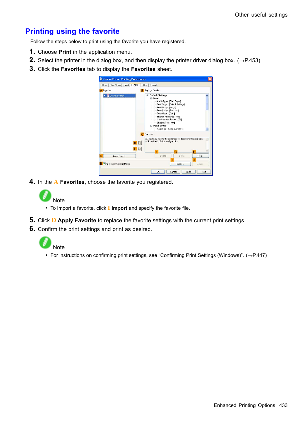 Printing using the favorite | Canon imagePROGRAF iPF510 User Manual | Page 447 / 724
