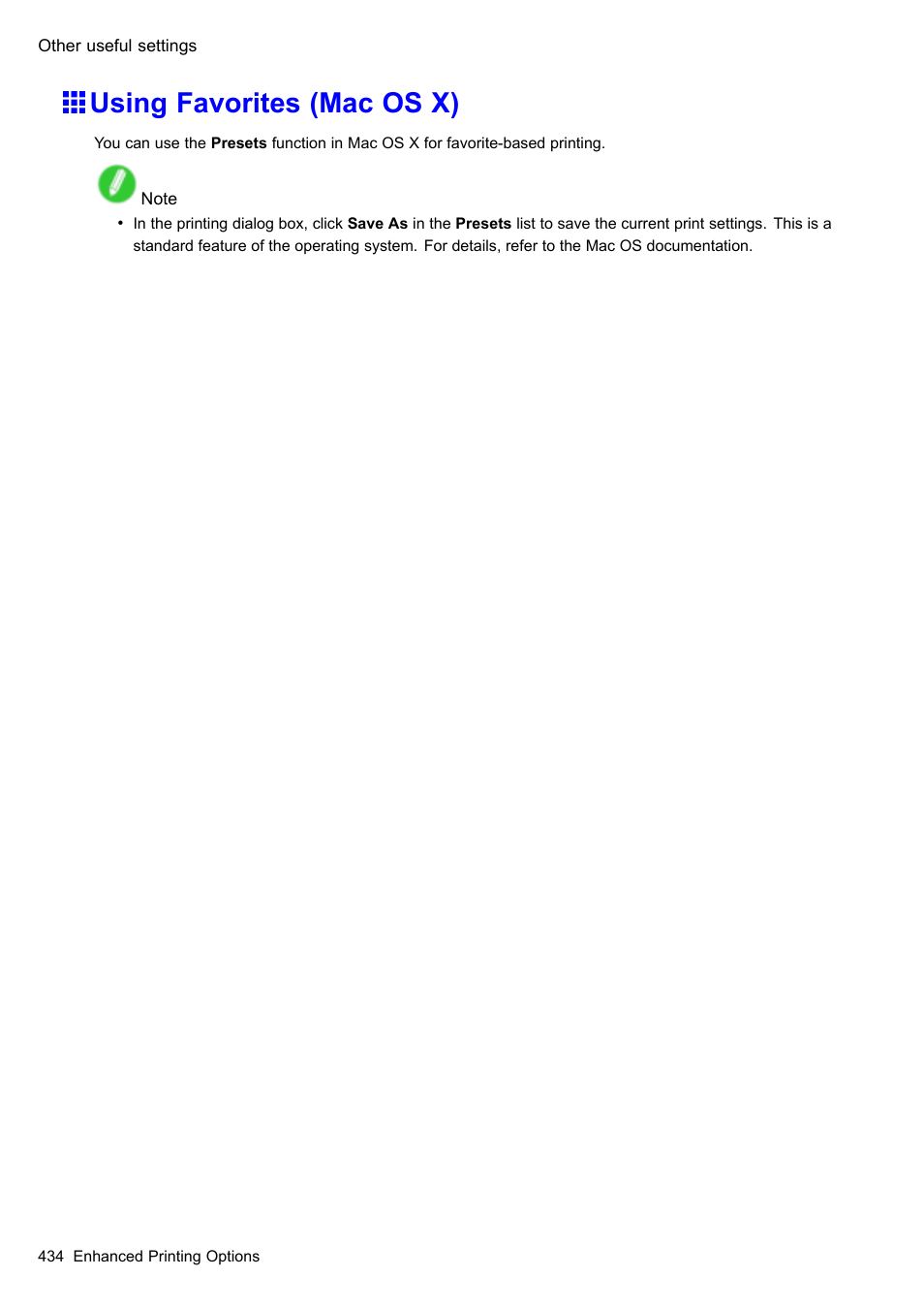 Using favorites (mac os x) | Canon imagePROGRAF iPF510 User Manual | Page 448 / 724