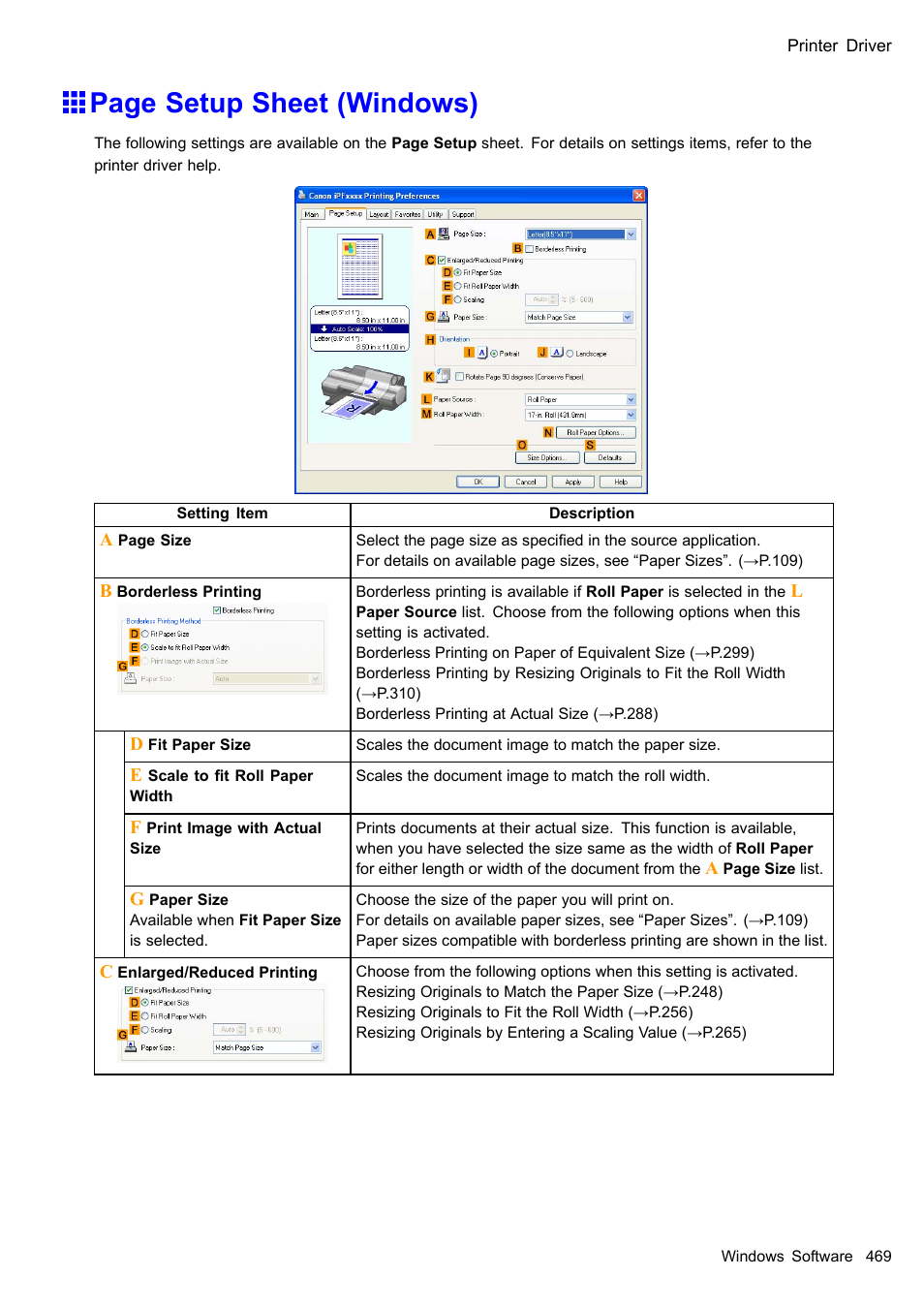 Page setup sheet (windows) | Canon imagePROGRAF iPF510 User Manual | Page 483 / 724