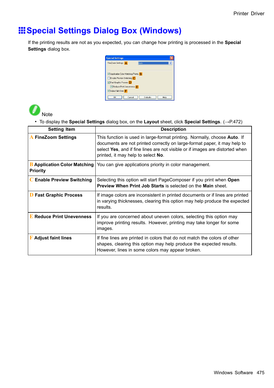 Special settings dialog box (windows) | Canon imagePROGRAF iPF510 User Manual | Page 489 / 724