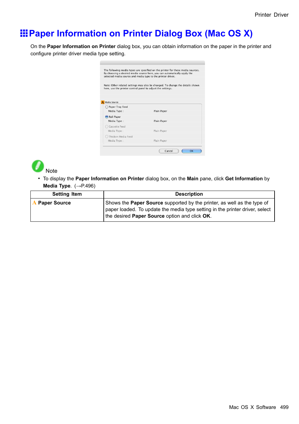 Paper information on printer dialog box (mac os x) | Canon imagePROGRAF iPF510 User Manual | Page 513 / 724