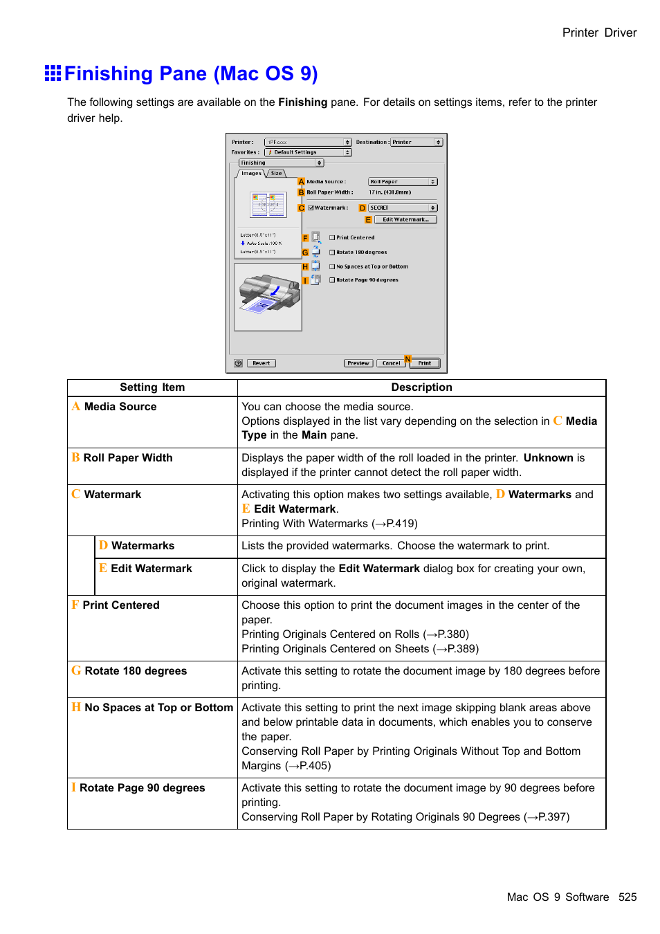 Finishing pane (mac os 9) | Canon imagePROGRAF iPF510 User Manual | Page 539 / 724