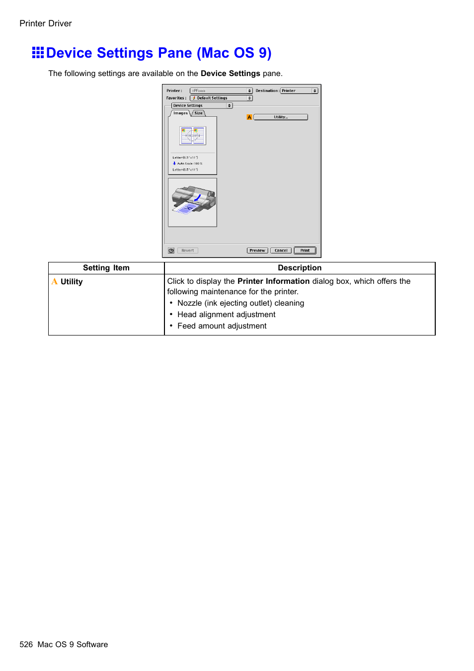 Device settings pane (mac os 9) | Canon imagePROGRAF iPF510 User Manual | Page 540 / 724