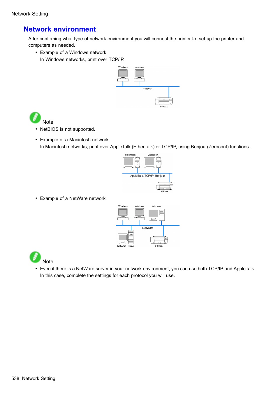 Network environment | Canon imagePROGRAF iPF510 User Manual | Page 552 / 724