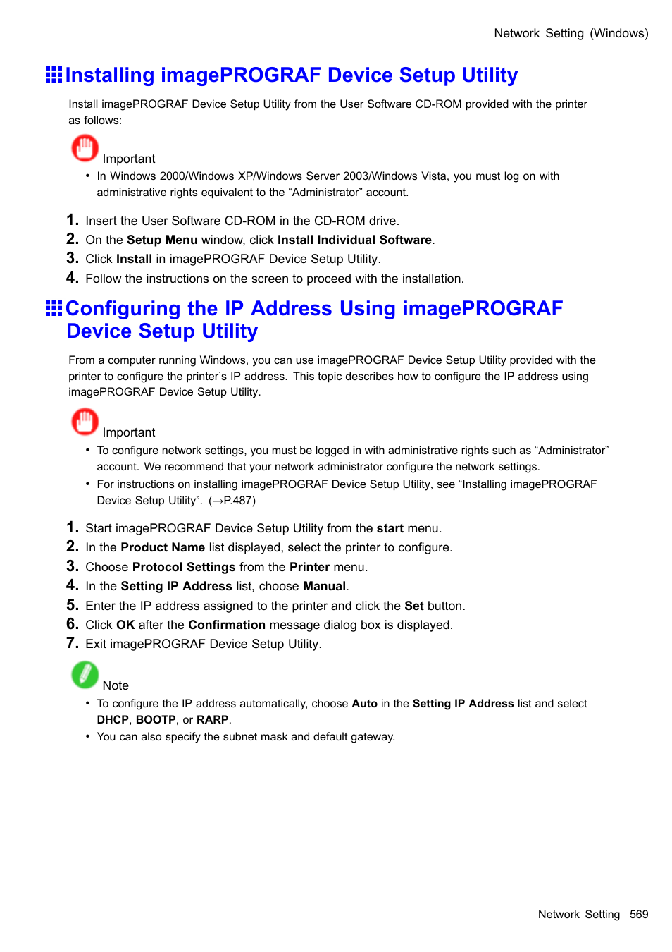 Installing imageprograf device setup utility | Canon imagePROGRAF iPF510 User Manual | Page 583 / 724
