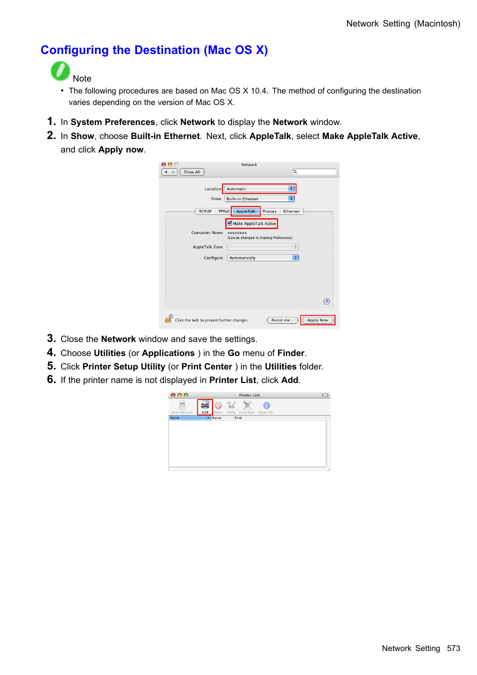Conguring the destination (mac os x) | Canon imagePROGRAF iPF510 User Manual | Page 587 / 724