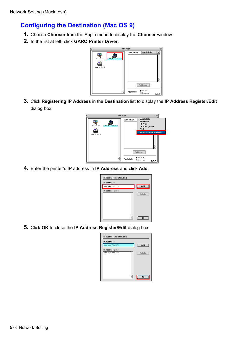 Conguring the destination (mac os 9) | Canon imagePROGRAF iPF510 User Manual | Page 592 / 724