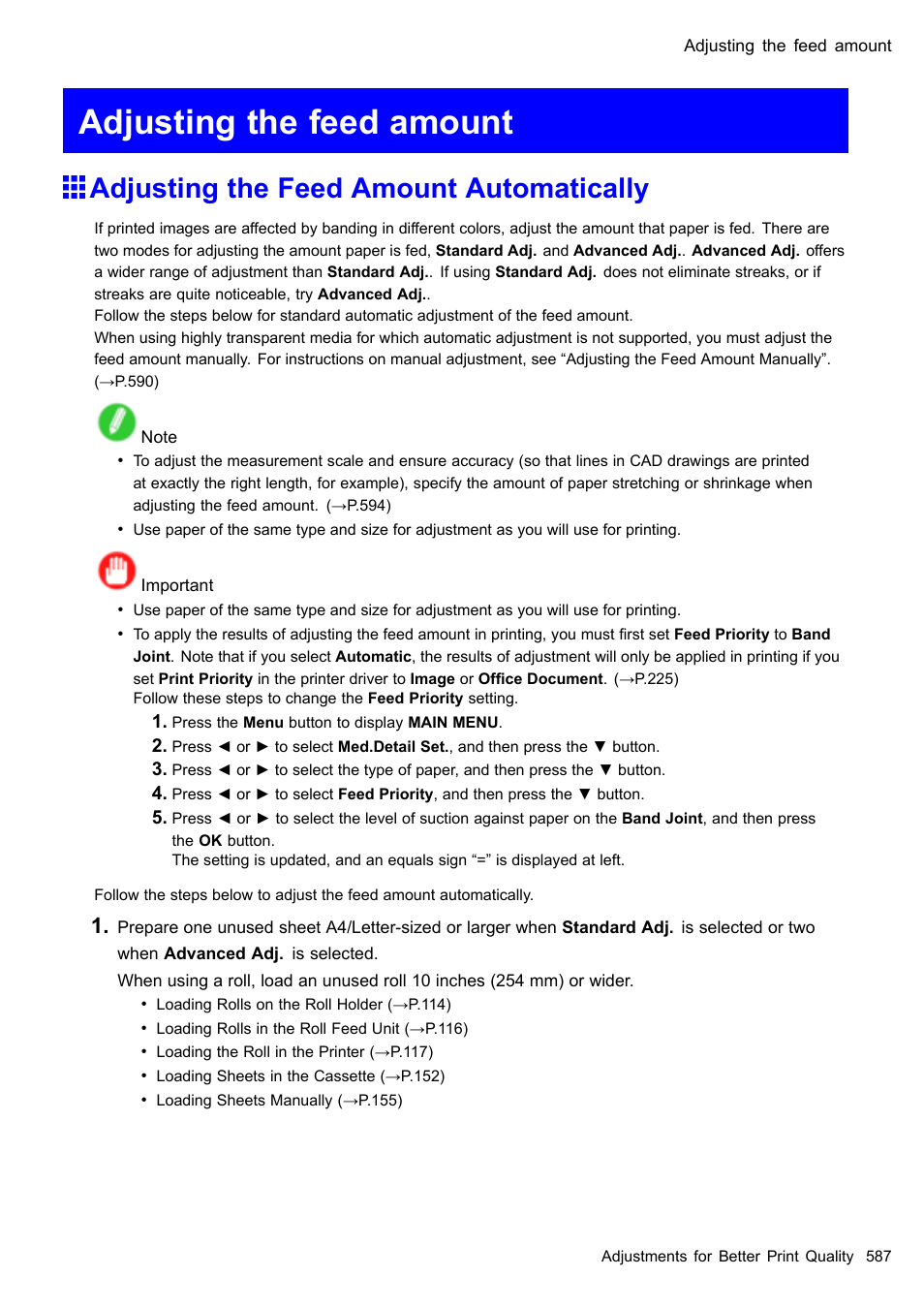 Adjusting the feed amount, Adjusting the feed amount automatically | Canon imagePROGRAF iPF510 User Manual | Page 601 / 724