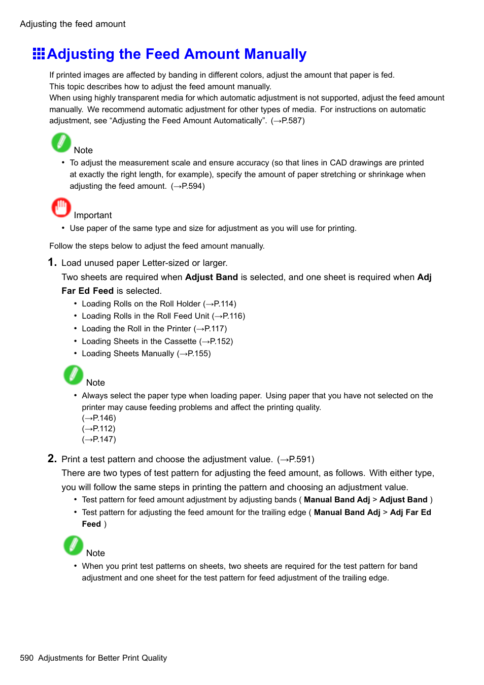 Adjusting the feed amount manually | Canon imagePROGRAF iPF510 User Manual | Page 604 / 724