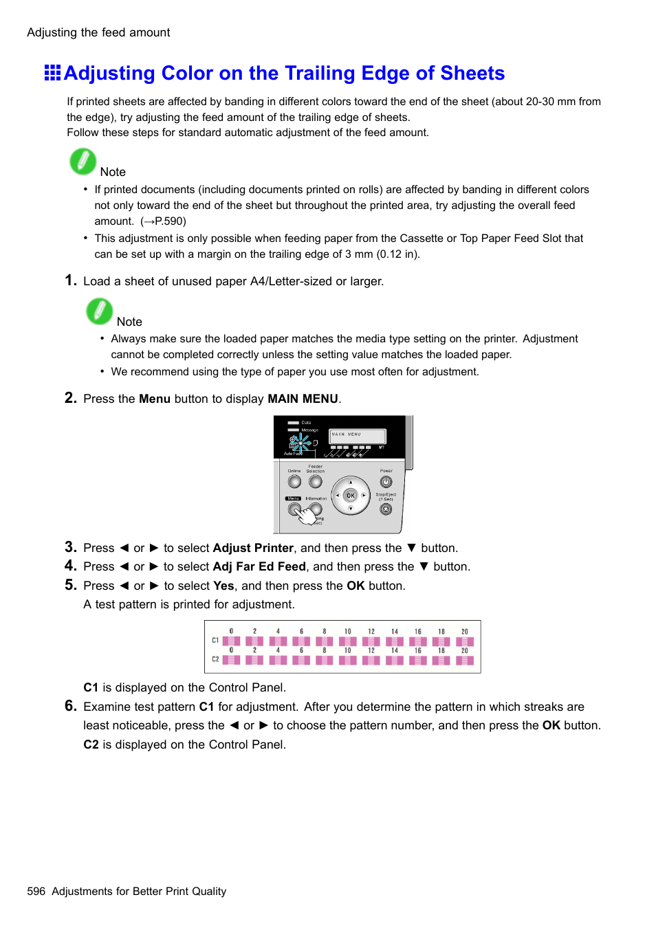 Adjusting color on the trailing edge of sheets | Canon imagePROGRAF iPF510 User Manual | Page 610 / 724