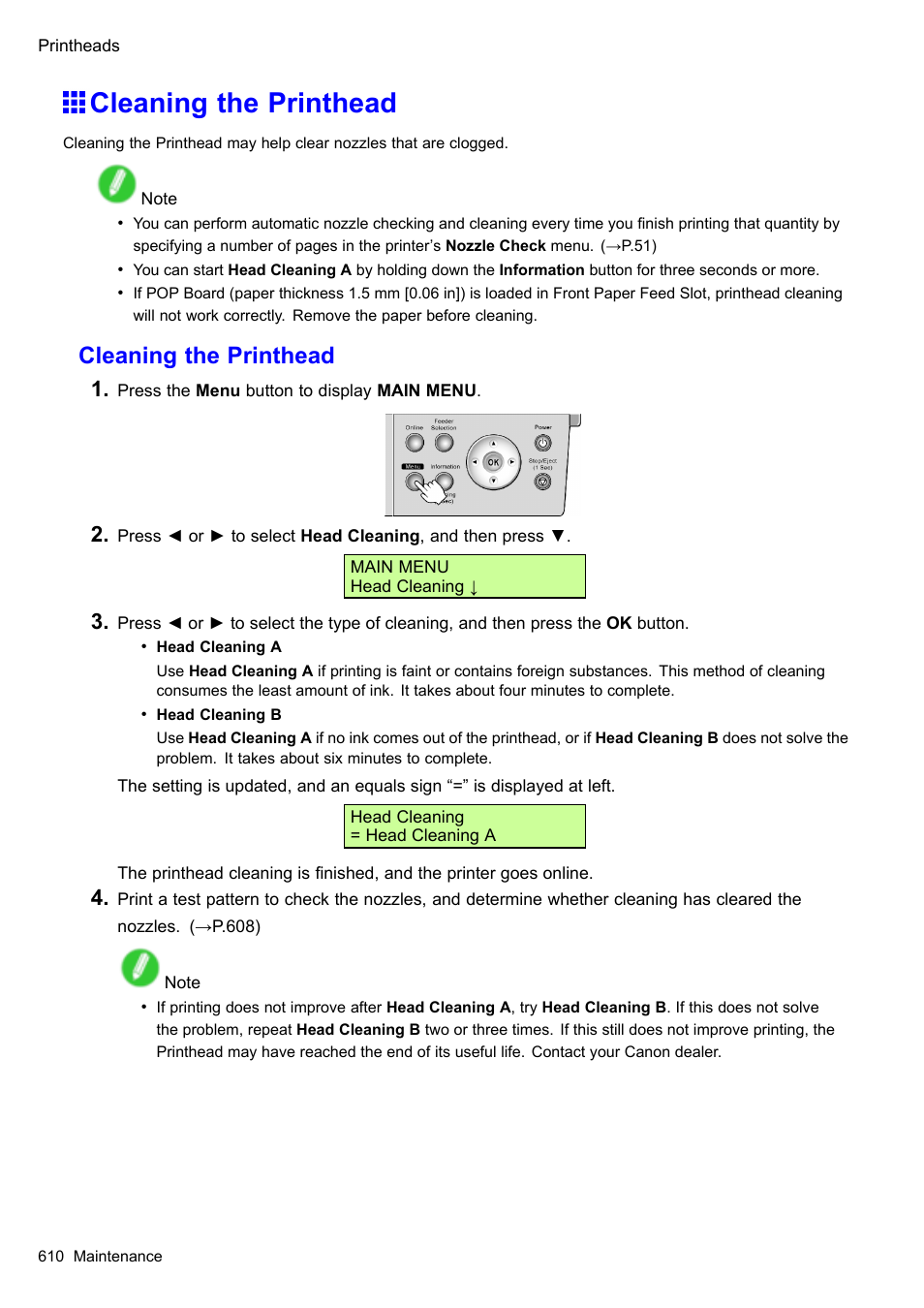 Cleaning the printhead | Canon imagePROGRAF iPF510 User Manual | Page 624 / 724