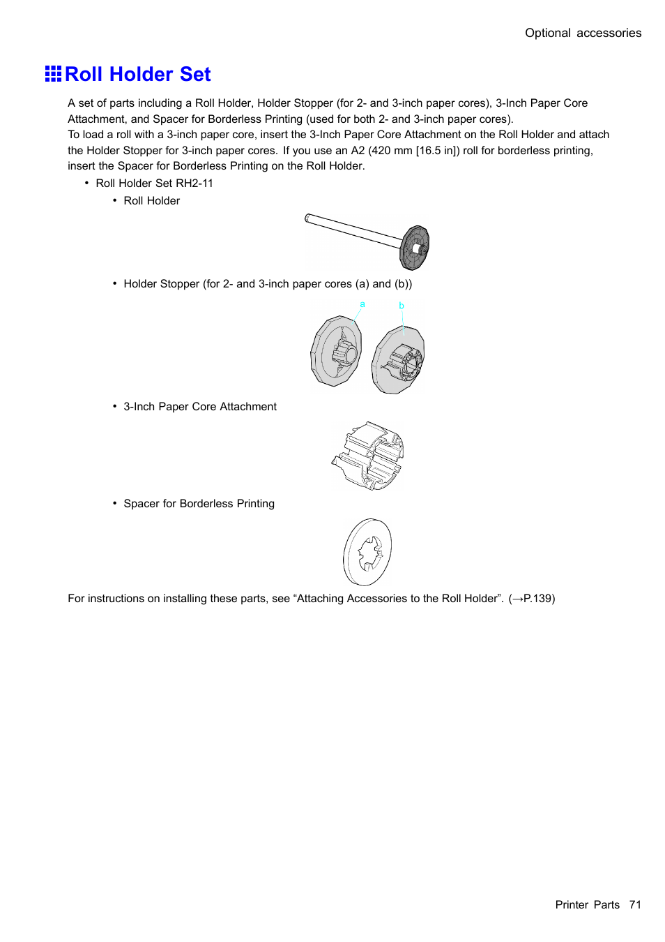 Roll holder set | Canon imagePROGRAF iPF510 User Manual | Page 85 / 724