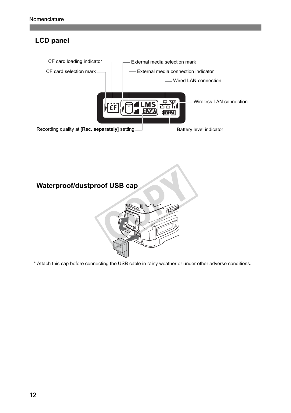 Cop y | Canon Wireless Transmitter WFT-E5A User Manual | Page 12 / 132