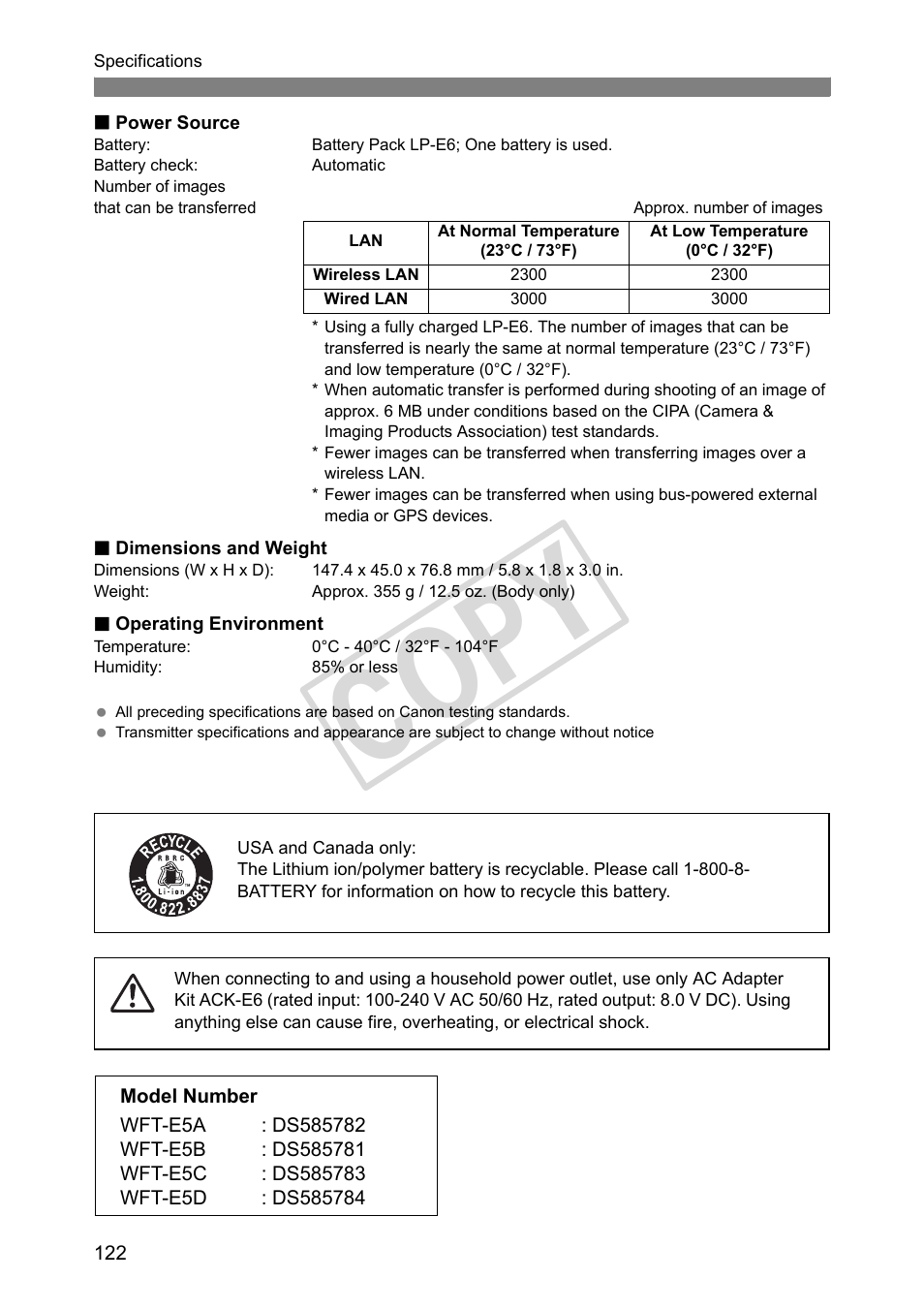 Cop y | Canon Wireless Transmitter WFT-E5A User Manual | Page 122 / 132