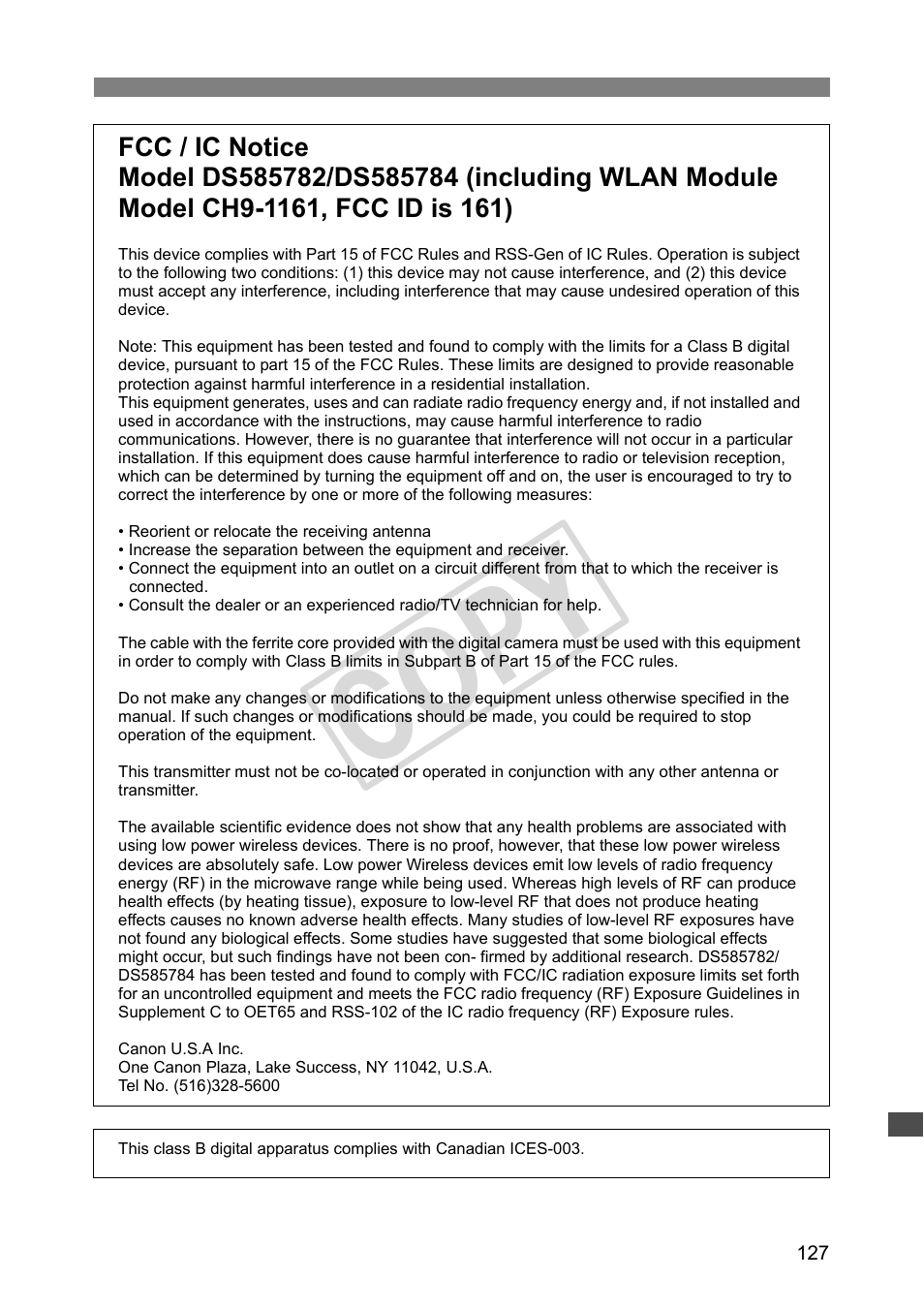 Cop y | Canon Wireless Transmitter WFT-E5A User Manual | Page 127 / 132