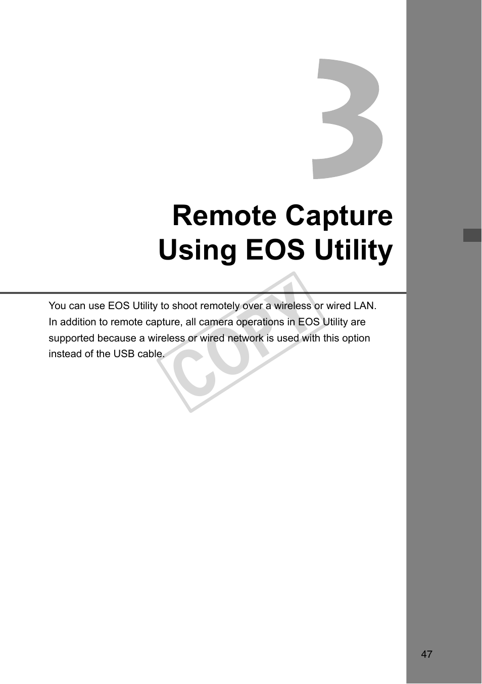 Remote capture using eos utility, 3 remote capture using eos utility (p.47), Age 47, p | Cop y | Canon Wireless Transmitter WFT-E5A User Manual | Page 47 / 132