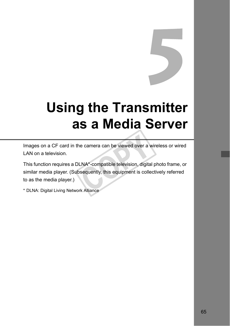 Using the transmitter as a media server, 5 using the transmitter as a media server (p.65), Cop y | Canon Wireless Transmitter WFT-E5A User Manual | Page 65 / 132