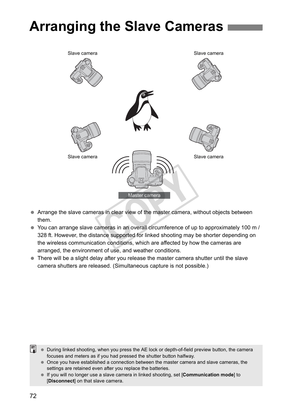 Arranging the slave cameras, Cop y | Canon Wireless Transmitter WFT-E5A User Manual | Page 72 / 132