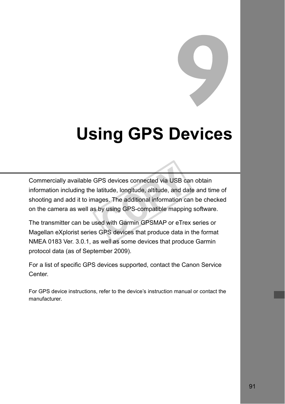 Using gps devices, 9 using gps devices (p.91), Cop y | Canon Wireless Transmitter WFT-E5A User Manual | Page 91 / 132