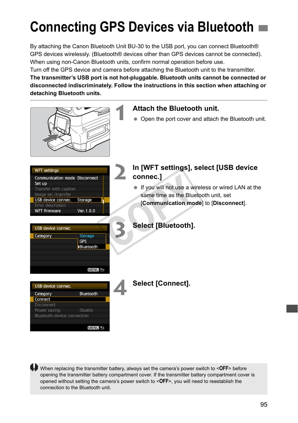 Connecting gps devices via bluetooth, Cop y | Canon Wireless Transmitter WFT-E5A User Manual | Page 95 / 132