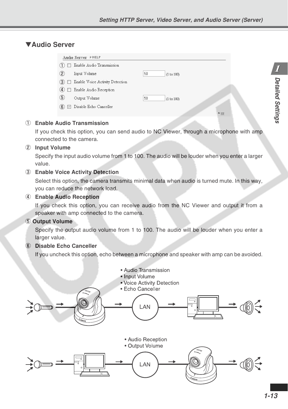 Audio server | Canon VB-C300 User Manual | Page 19 / 95