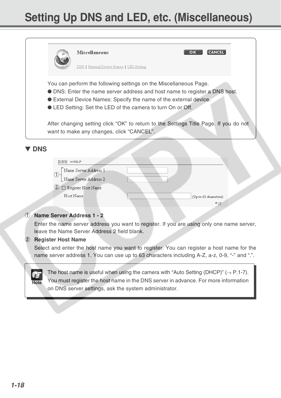 Setting up dns and led, etc. (miscellaneous) | Canon VB-C300 User Manual | Page 24 / 95