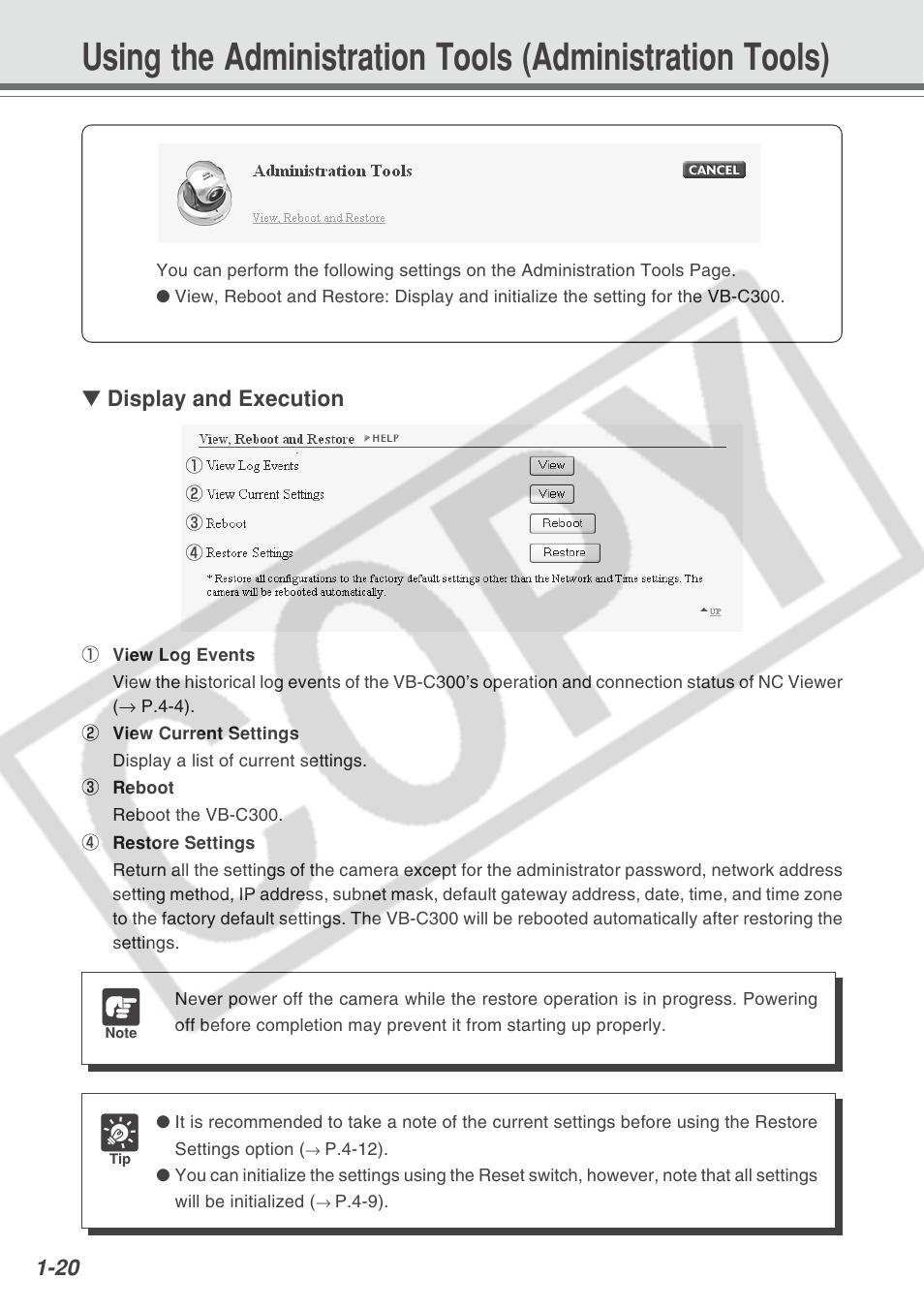 Display and execution | Canon VB-C300 User Manual | Page 26 / 95