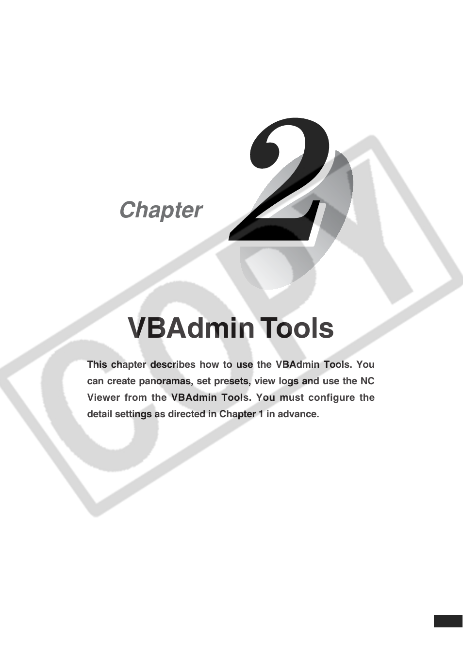 Vbadmin tools, Chapter | Canon VB-C300 User Manual | Page 27 / 95