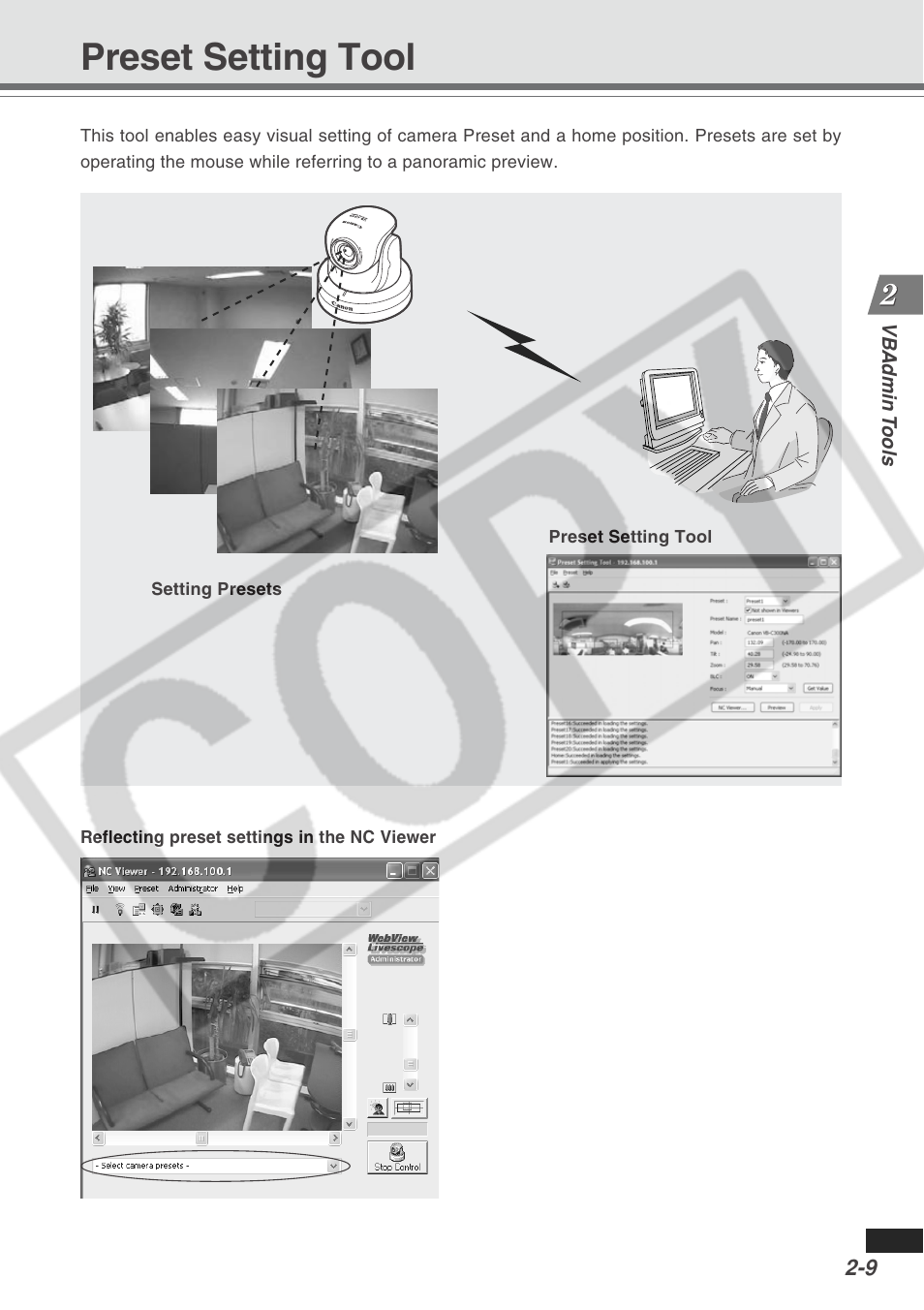 Preset setting tool | Canon VB-C300 User Manual | Page 35 / 95