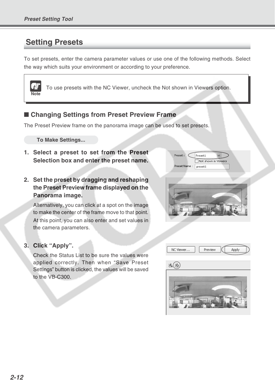 Setting presets | Canon VB-C300 User Manual | Page 38 / 95