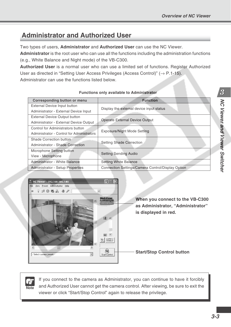 Administrator and authorized user | Canon VB-C300 User Manual | Page 47 / 95