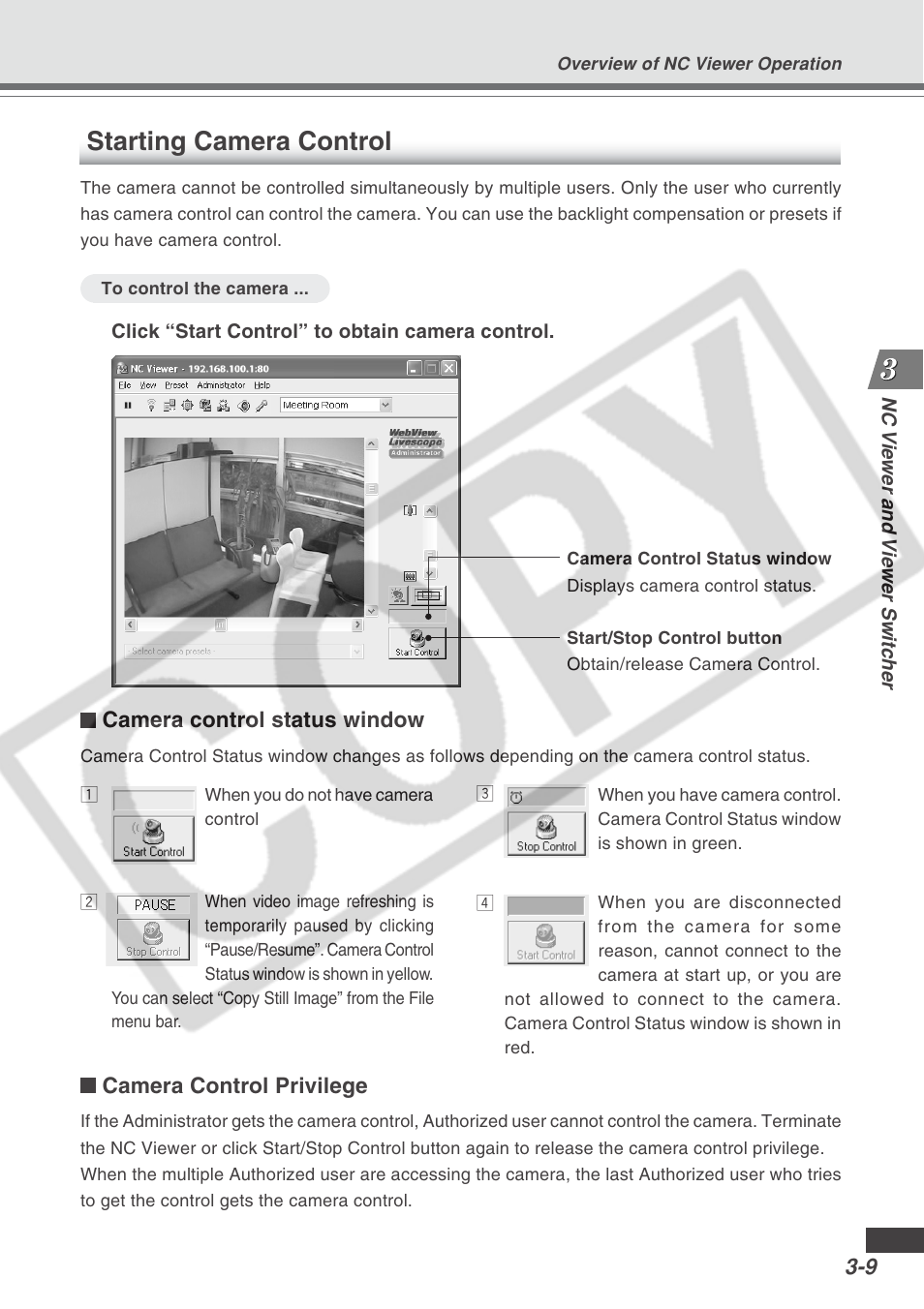 Starting camera control | Canon VB-C300 User Manual | Page 53 / 95