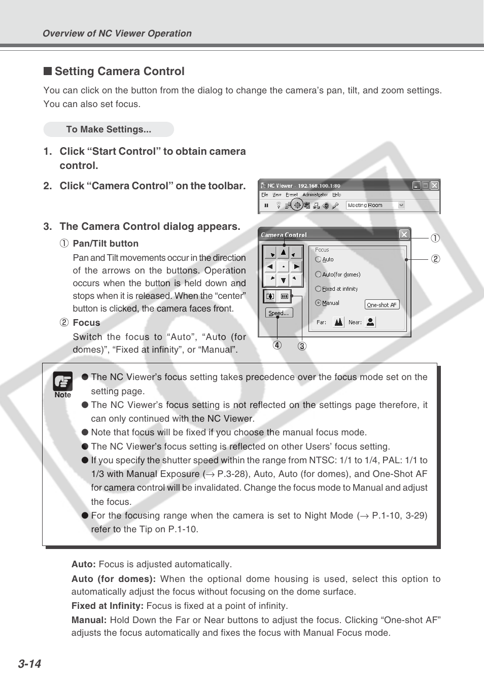 Setting camera control | Canon VB-C300 User Manual | Page 58 / 95