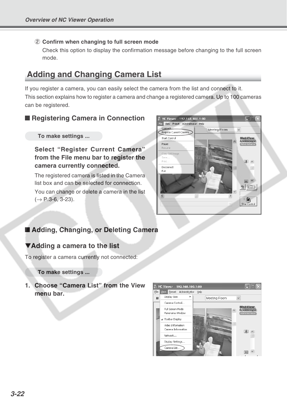 Adding and changing camera list | Canon VB-C300 User Manual | Page 66 / 95