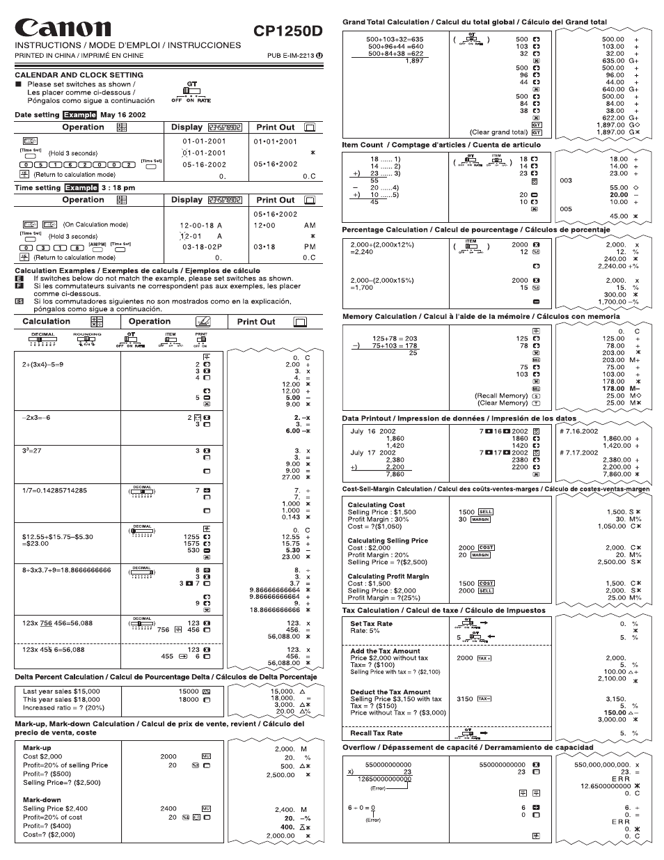 Canon CP1250-D User Manual | 4 pages