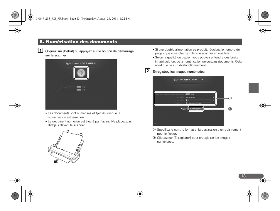 Numérisation des documents | Canon imageFORMULA P-215 Scan-tini Personal Document Scanner User Manual | Page 32 / 55